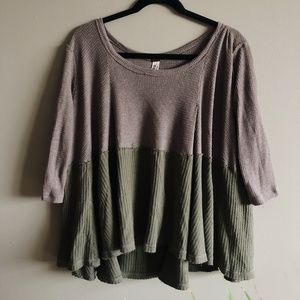 Free People color block swing waffle knit thermal